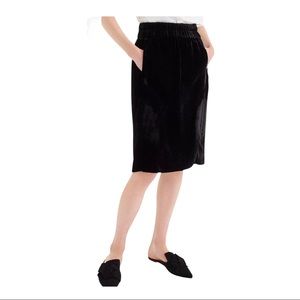 J.CREW Black Pull On Velvet Skirt